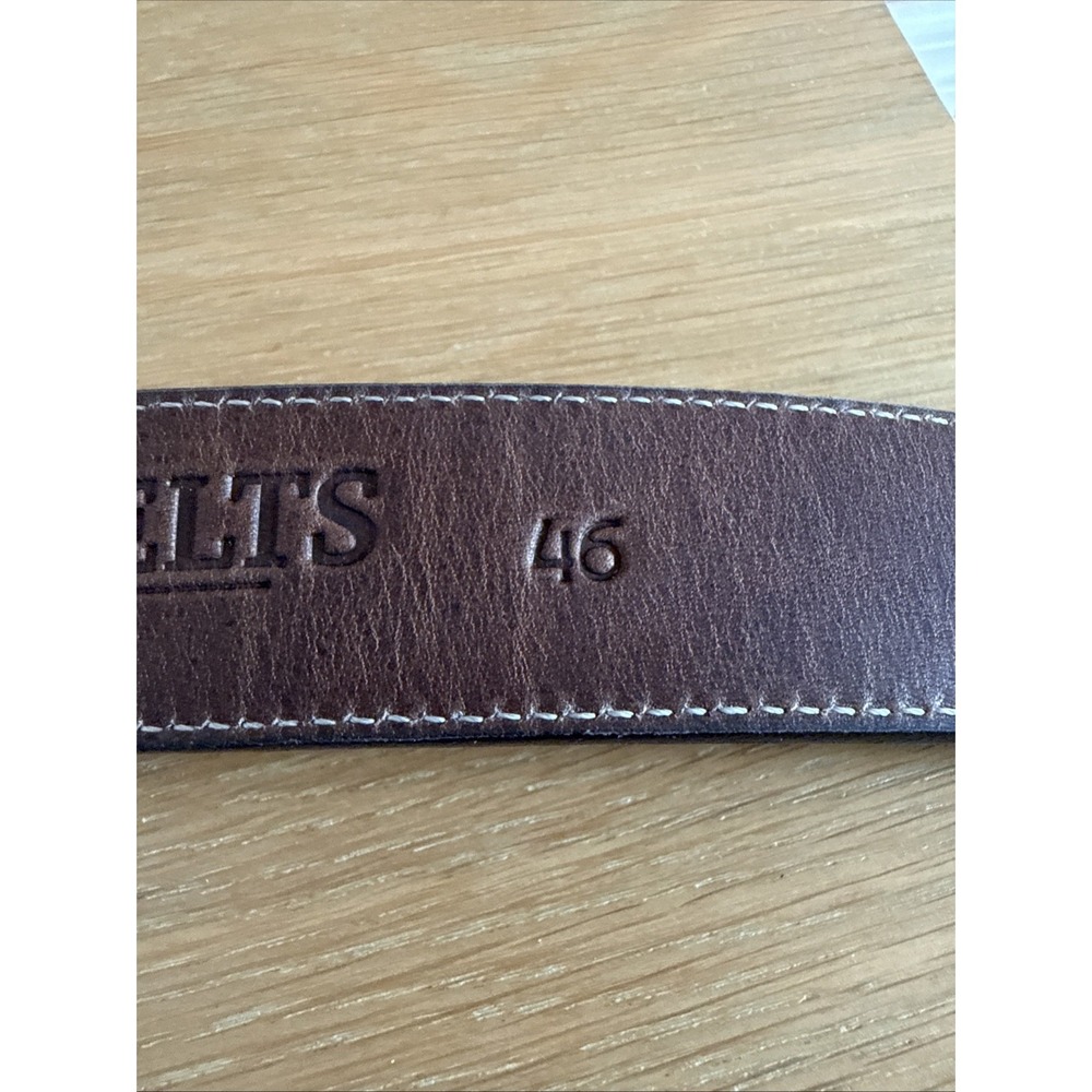 Hanks Belts Men's 46 Model 2865 Genuine Full Grain Leather Brown Made In USA - Picture 7 of 10